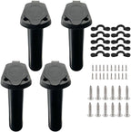 4pc Kayak Fishing Rod Holder - Plastic Flush Mount Boat Holders with Cap Cover for Canoe and Tackle Accessory