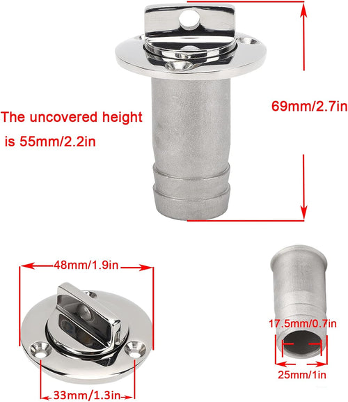 1" Boat Garboard Drain Plug Gas Fuel Deck Fill/Filler
