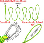 Kayak Tow Rope with Clip Dock Lines Heavy Duty Braided Line Ideal for Jet ski,watercraft Boat, Kayaking, Marine Sets of Two Ropes 1/2 Inch Diameter x 12 ft Lengths Geen