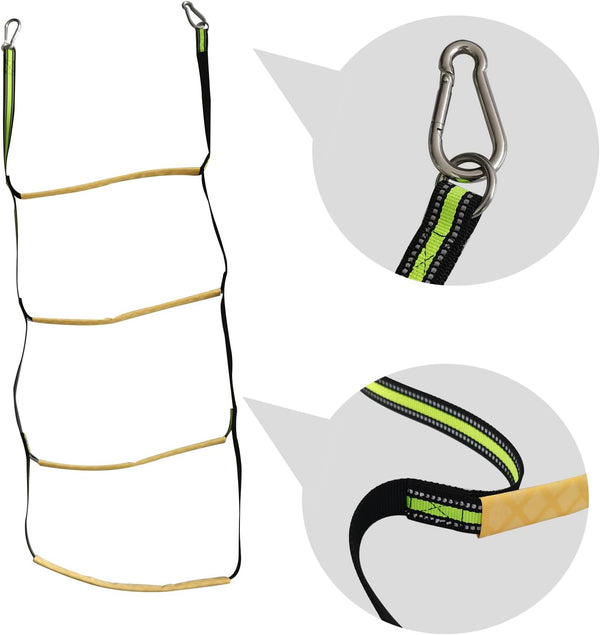 4 Step Boat Rope LadderNylon Stainless Steel (Green and Yellow)