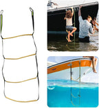4 Step Boat Rope Ladder, Green and Yellow, Nylon Stainless Steel, 400 lb Load Capacity