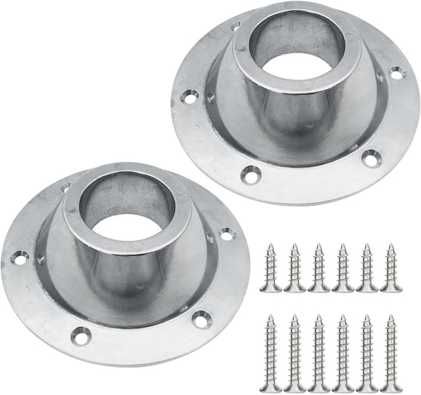 2 Pack Sliver Aluminum RV Table and Floor Mounting Base,RV Pedestal Base Flange, 6 Holes with Screws for Camper Trailer