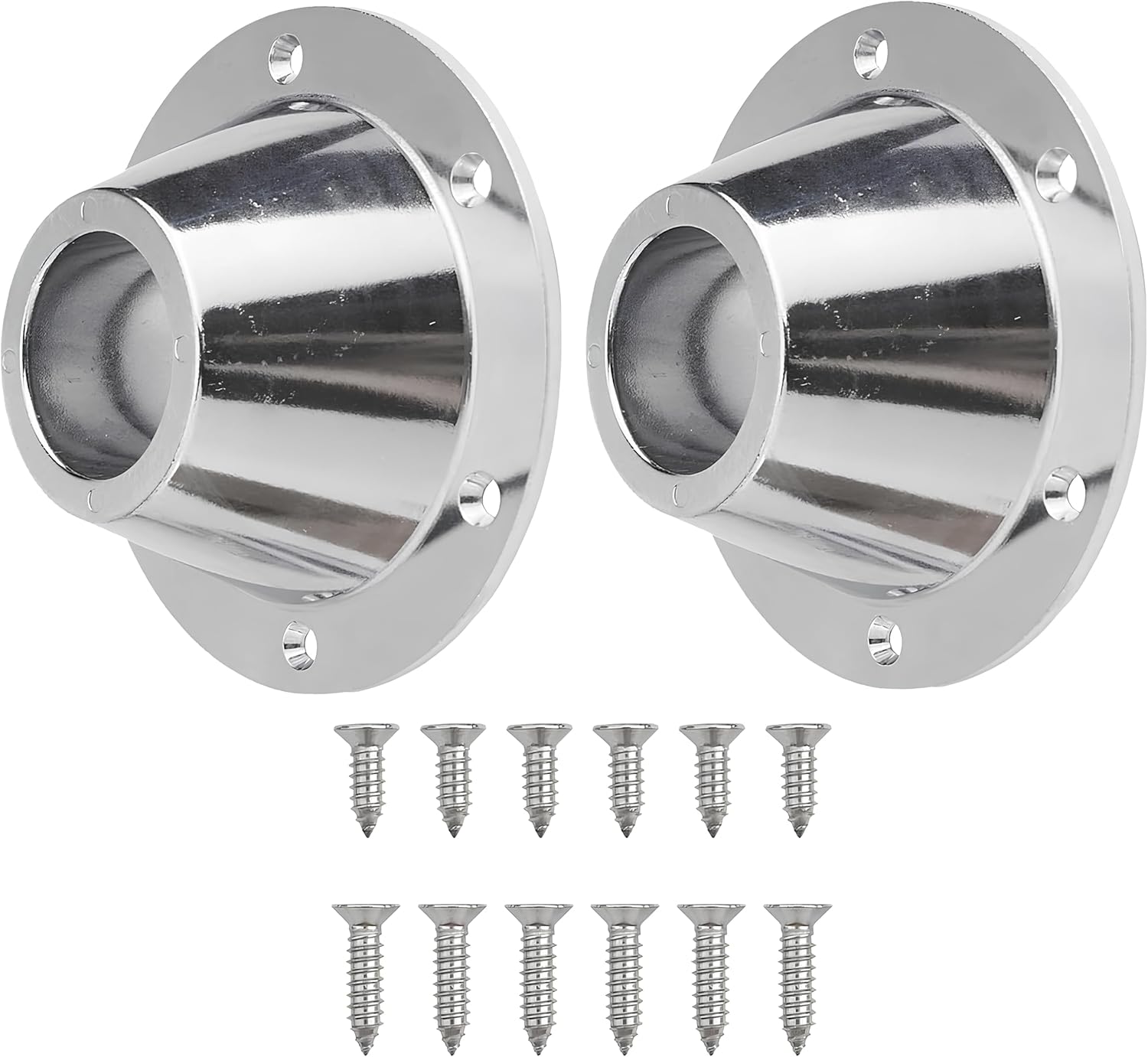 2 Pack Sliver Aluminum RV Table and Floor Mounting Base,RV Pedestal Base Flange, 6 Holes with Screws for Camper Trailer