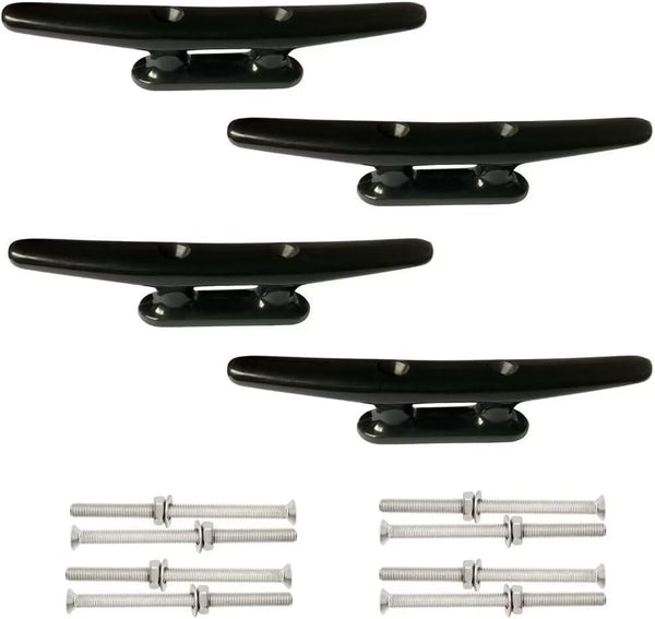 4 Pack Boat Cleat Black Nylon Dock Kayak Cleat,4/6/8 inch with Fasteners