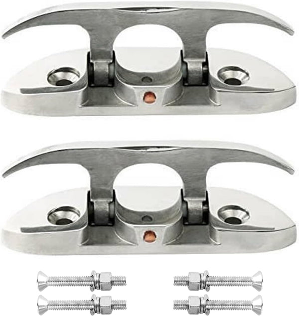 Boat Folding Cleat Dock Marine Grade 316 Stainless Steel with Screws (2 Pcs)