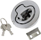 Zinc Alloy 2" Flush Pull Slam Latch Boat Hatch Round Deck for RV Yacht - Locking Style with Keys