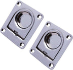 Stainless Steel Rectangular Recessed Hatch Pull Flush Mount Ring Latch Lift Handle Marine Boat (2 PCs)  65x56mm