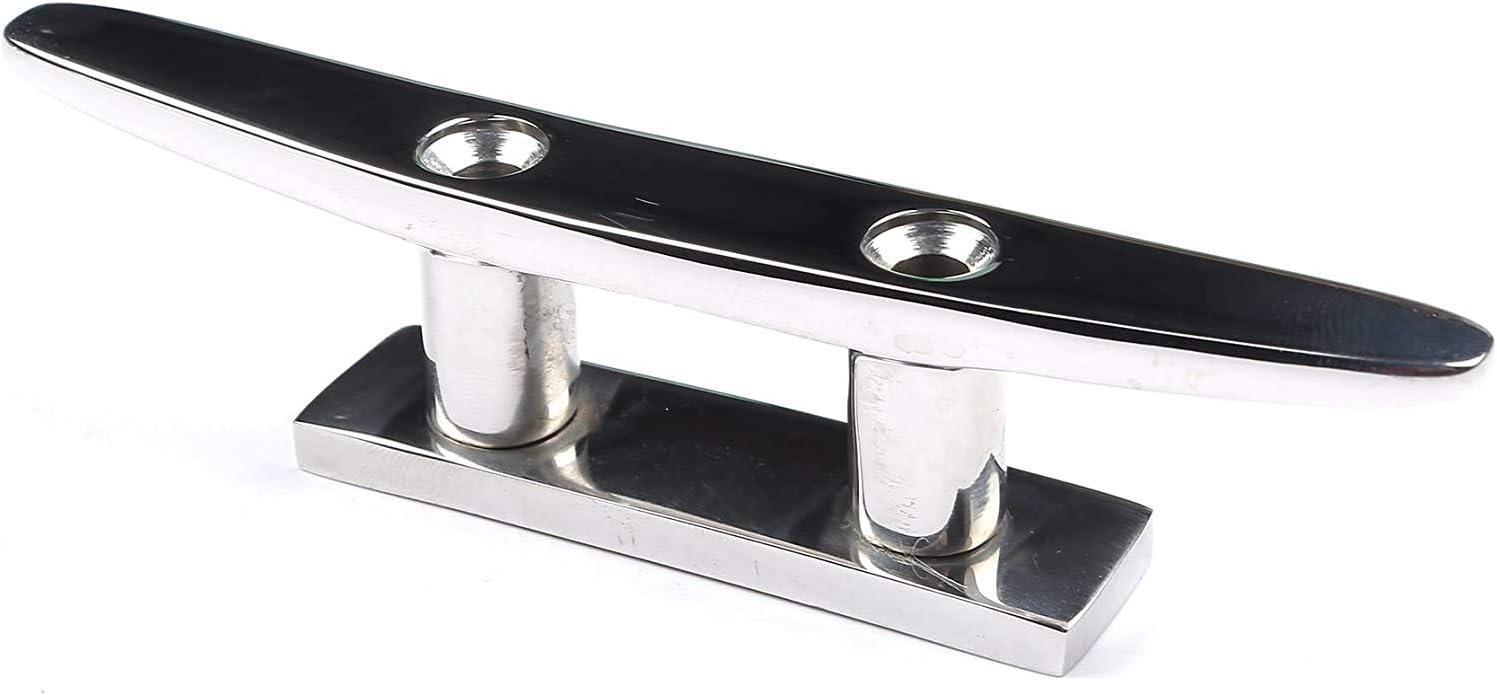 Boat Cleat 8" 316 Stainless Steel Flat Top Low Silhouette Marine Mast