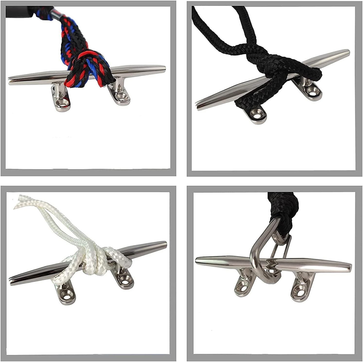 2pcs Boat Dock Cleat Marine 316 Stainless Steel Open Base 4'' 8inch