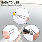 50-Pack Fishing Power Speed Clips, High Strength Stainless Steel Clip for Lure Quick Change, Freshwater Saltwater Crankbait Popper Lures Snap Connector Tackle  XS-25LB-0.5IN