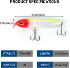 Top Water Fishing Lures Kit for Saltwater and Freshwater, Bass Treble Hooks Hard Baits, Walk-The-Dog Lure Set Pike, Striper, Speckled Trout