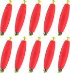 10-Pack Fishing Bobbers Floats, Weighted for Cigar EVA Foam Snap-on Floats Corks Floaters Buoys Crappie Bass Panfish Bluegills Trout Red 1.4IN - 3/32OZ