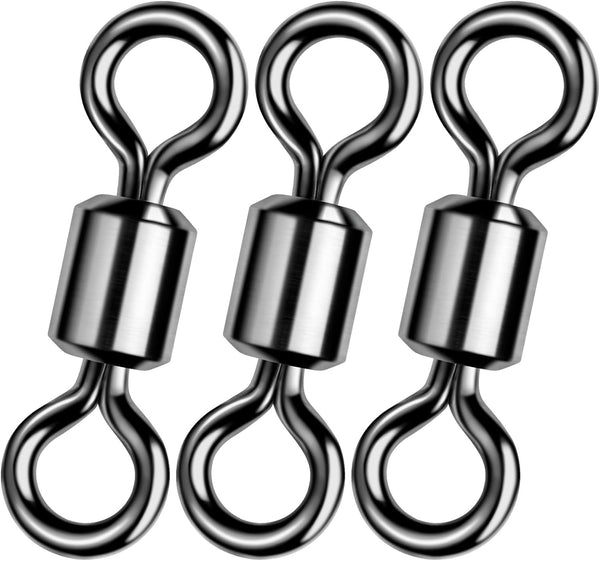Fishing Barrel Swivels 20 to 50-Pack Tackle Freshwater Saltwater Swivel Rolling Heavy Duty Black Nickel Stainless Steel Lures Leaders Line Connectors Terminal  #10(31LB)-50 Pack