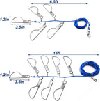 Fish Stringer 16ft/6.5ft, Fishing with Stainless Steel Swivels Snaps Lock and Heavy Duty Ground Pillar, Stringers Trout Gear for Bass Salmon Walleye 16ft 8 snaps