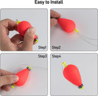 10 Pack Fishing Bobbers Floats, Weighted for Pear Shape EVA Foam Oval Snap-on Floats Corks Floaters Buoys Crappie Bass Panfish Bluegills Trout Yellow&Green 1.6IN - 9/32OZ