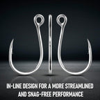 10-Pack Inline Hooks 5X Strong Single Replacement Hook for Hard Baits, High Carbon Steel Heavy Duty Welded Eye Fishing Hooks, Jigging Freshwater Saltwater Trolling Tackle  #3/0