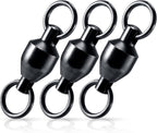 30-Pack Fishing Swivels Ball Bearing Tackle, High Strength Stainless Steel Solid Welded Rings Barrel Swivel Hook Line Connector with Black Nickel Coating Saltwater Freshwater  #0-33LB