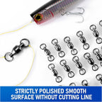 30-Pack Fishing Swivels Ball Bearing Tackle, High Strength Stainless Steel Solid Welded Rings Barrel Swivel Hook Line Connector with Black Nickel Coating Saltwater Freshwater  #0-33LB