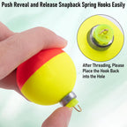 15-Pack Fishing Bobbers Floats, Weighted for Ball EVA Foam Snap-on Floats Corks Floaters Buoys Crappie Bass Panfish Bluegills Trout  #S-0.93in-1/8oz
