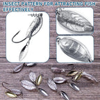 5-Pack Weighted Swimbait Hooks with Underspin, Pin Spring Fishing Hook Willow Spinner Blades Silver Gold, 1/7-3/8oz Bass Swivels Spinnerbait Weedless for Soft Lures 1/7oz
