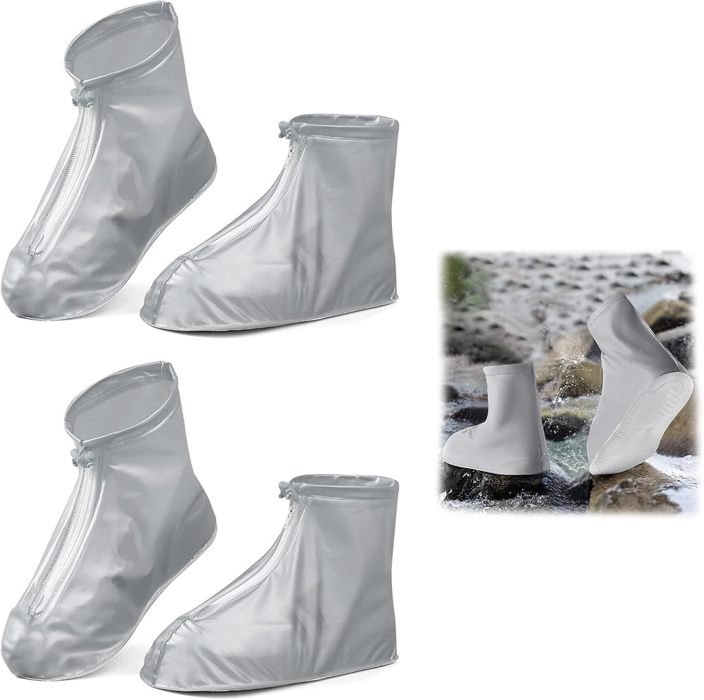 overshoes, waterproof, 4 reusable bike overshoes, anti-slip reinforcement with zip closure, can be worn anywhere, rain protection for shoes when cycling