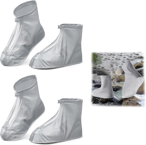 overshoes, waterproof, 4 reusable bike overshoes, anti-slip reinforcement with zip closure, can be worn anywhere, rain protection for shoes when cycling