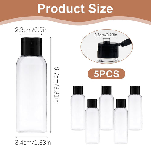 5-Piece 60ml Travel Bottle Set with Flip Caps