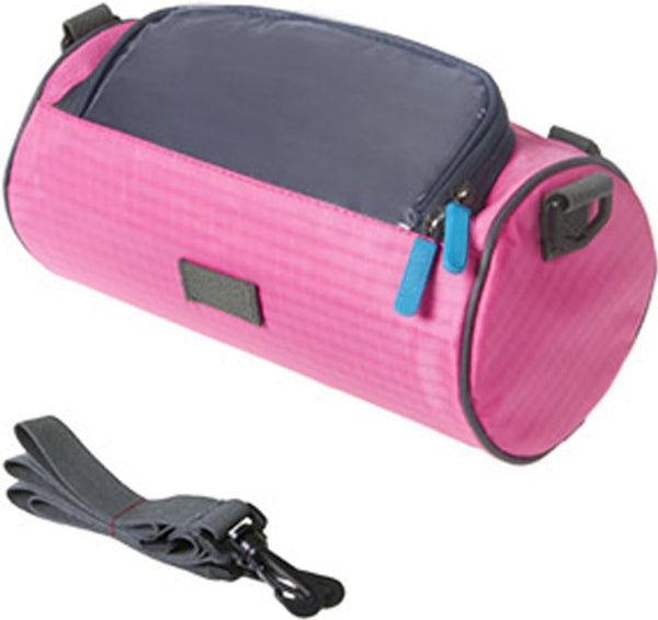 Waterproof Bicycle Handlebar Bag with Transparent Pouch and Adjustable Strap High-Capacity Cycling Front Pack #2 Pink