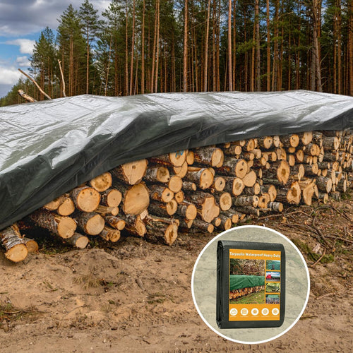 120GSM Tarpaulin Waterproof Heavy Duty, 6.6 x 9.8 Ft Large Green Rainproof Tarp UV/Tear Resistant PE Tarpaulin Sheet Tent with Reinforced Eyelets, Cover for Pool, Caravan, Garden Furniture