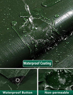 120GSM Tarpaulin Waterproof Heavy Duty, 6.6 x 9.8 Ft Large Green Rainproof Tarp UV/Tear Resistant PE Tarpaulin Sheet Tent with Reinforced Eyelets, Cover for Pool, Caravan, Garden Furniture
