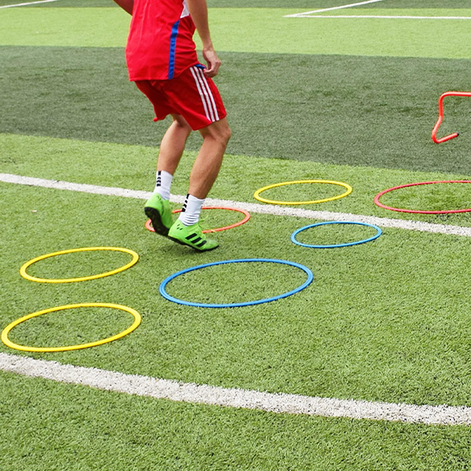 Speed and Agility Training Rings,  12Pcs 12" Multifunction Ring Toss Game Rings, Speed Agility Tennis Soccer Basketball Aid for Hurdles Exercise Fitness Workouts Obstacle Course Challenges