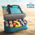 Mesh Beach Bag with Cooler Bag, Large Mesh Beach Tote Bags, Cooler Bags Insulated for Travel, Beach Toys Bag, Summer Vacation Travel Essentials for Women Kids, for Picnic Pool Travel