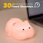 Silicone Night Light, Kids Night Light, Cute Hippo Design, Rechargeable, Pink