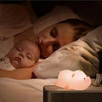 Silicone Night Light, Kids Night Light, Cute Hippo Design, Rechargeable, Pink