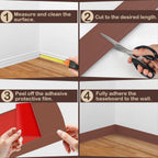 Flexible Wall Base Baseboard Molding Trim, 4 Inch(W) x 20 Feet(L) Self-Adhesive Vinyl, Peel and Stick Cove Base, Rubber Wall Base Moulding Trim(Brown)