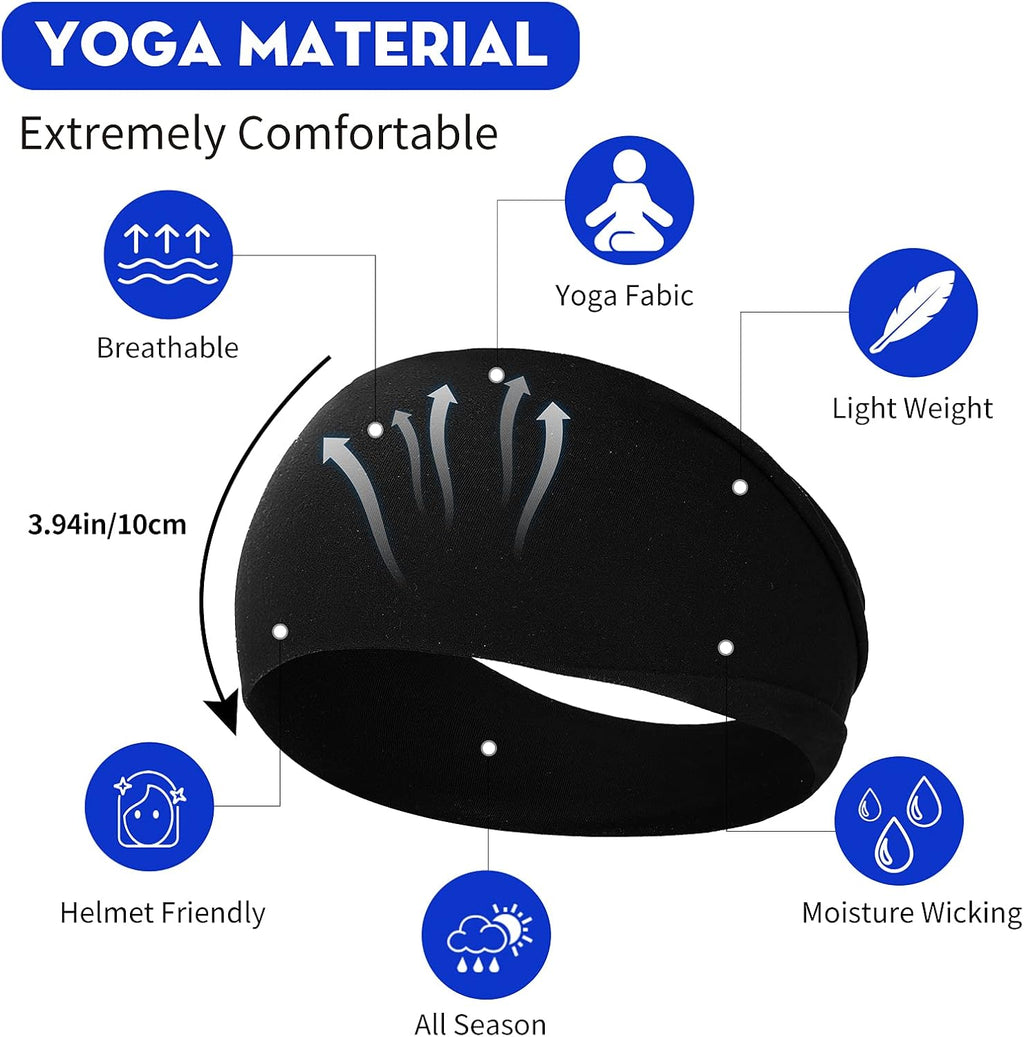 10 Pack Wide Headbands for Women, Workout Yoga Running Sports Headband Elastic Hair Bands, Boho Non Slip Sweat Head Bands Thick Head Wrap (Solid Headbands)