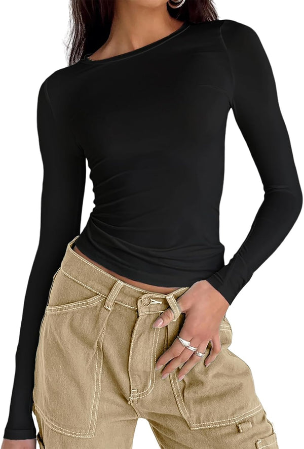 Women's Casual Basic Going Out Crop Tops Slim Fit Short Sleeve Crew Neck Tight T Shirts 2025