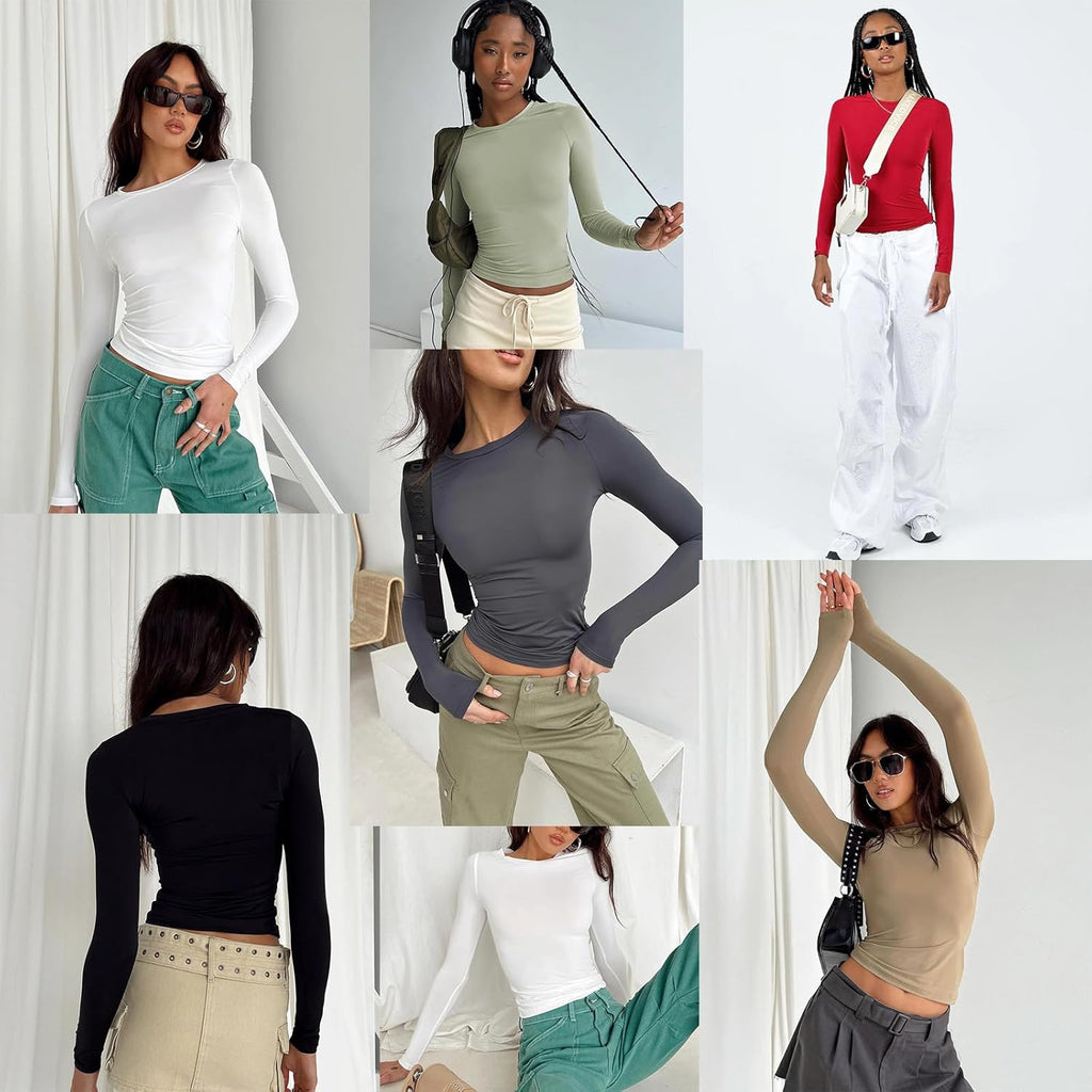 Women's Casual Basic Going Out Crop Tops Slim Fit Short Sleeve Crew Neck Tight T Shirts 2025