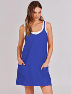 Women 2023 Summer Sleeveless Mini Dress Casual Short Sundress Workout Tennis Athletic Onesie with Pockets