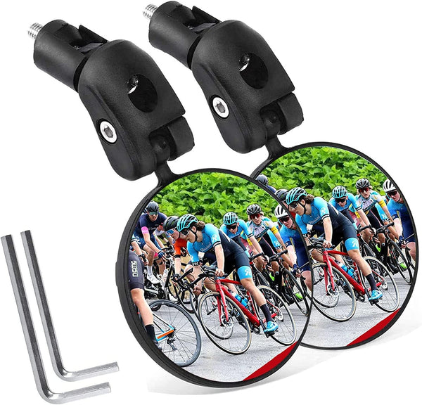 Bike Mirror, Bicycle Riding Rearview Mirror, HD Safety Rear View Mirrors, Convex Mirror with 360 Degrees Rotational Adjustable Handlebar for Mountain Road Bikes
