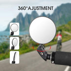 Bike Mirror, Bicycle Riding Rearview Mirror, HD Safety Rear View Mirrors, Convex Mirror with 360 Degrees Rotational Adjustable Handlebar for Mountain Road Bikes