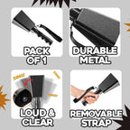 9" Metal Cowbells with Handle - (1 Pack) Cow Bells Loud Cheering Noise Makers for Sporting Events, Football Games, School Spirit, Rallies & Celebrations - Black Steel Percussion Music Instrument