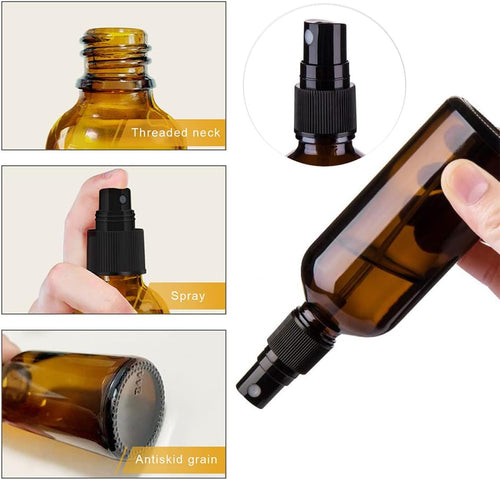 5-Piece 50ml Amber Glass Spray Bottle Set