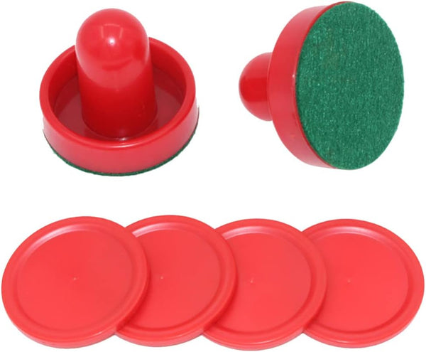 60mm Mini Goal Paddles Replacement Accessories Air Hockey Pushers & Pucks Set - Red