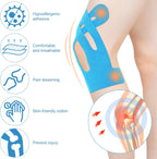 15pcs Precut Kinesiology Tape for Knees, Breathable & Waterproof Pre Cut Sport Tape Running Accessories Elastic Muscle Athletic Physio Kinetic Sticker Strips for Knee Stability and Muscle Support