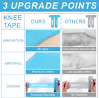15pcs Precut Kinesiology Tape for Knees, Breathable & Waterproof Pre Cut Sport Tape Running Accessories Elastic Muscle Athletic Physio Kinetic Sticker Strips for Knee Stability and Muscle Support