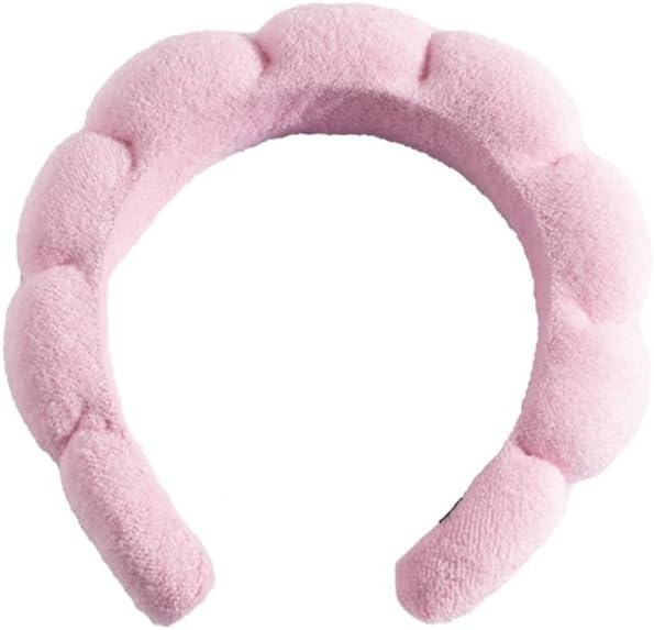 Soft Spa Headband for Women and Girls, Non-Slip Hair Band for Face Washing, Makeup, Shower, Pink