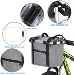 Stylish Aluminum Alloy Bicycle Basket - Black Purple Coffee Grey - 34x28x25cm - 6kg Capacity - Oxford Cloth - Handlebar Mount Included