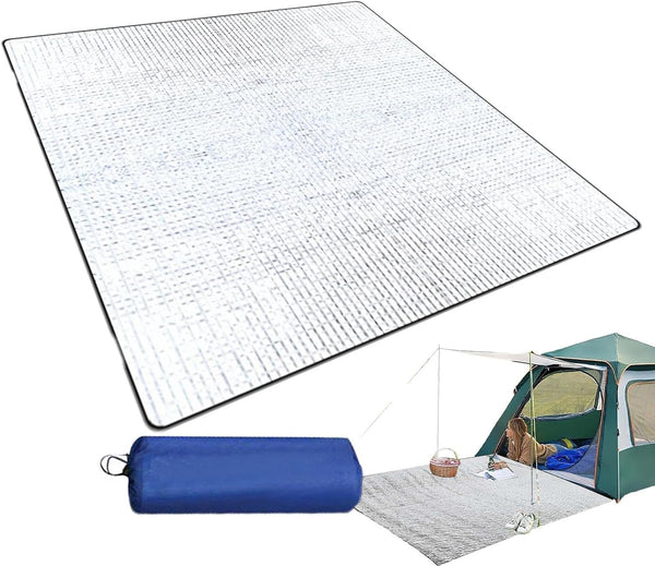 200*200CM Aluminium Foil Camping Mat, Insulating Waterproof Thermal Foam Sleeping Mat For Camping, Sleeping Roll Pad Of Aluminum Foil, Foldable Double-sided Tent Mat For Outdoor Camping Hiking Picnic