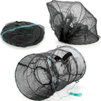 Set of 2 Fishing Bait Trap, Crab Trap Minnow Trap, Crawfish Trap, Collapsible Cast Net, Foldable Fishing Net Trap, Lobster Trap, Portable Folded Fishing Accessories